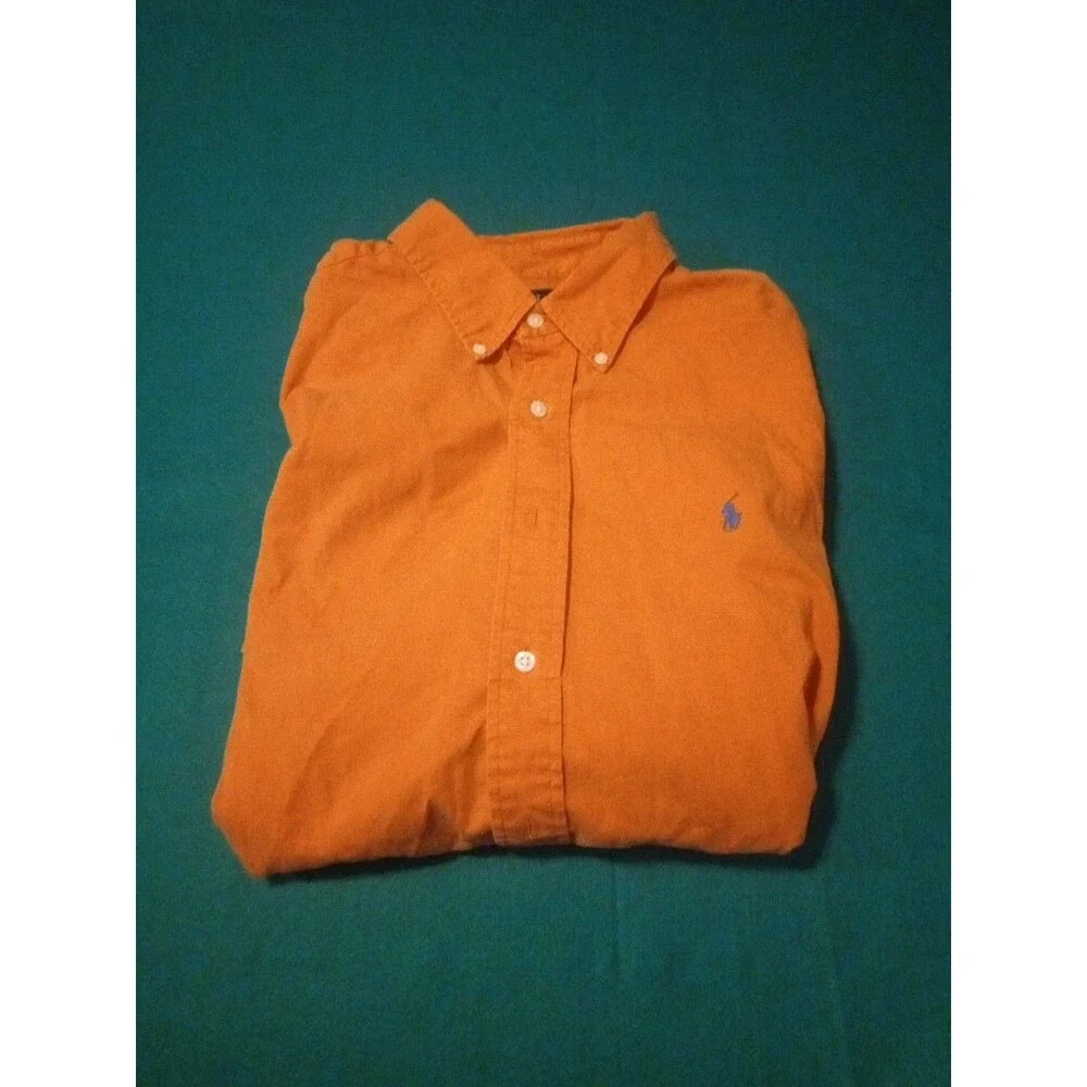 Polo Ralph Lauren Short Sleeve Button Down Shirt Orange Classic Sz 2XL